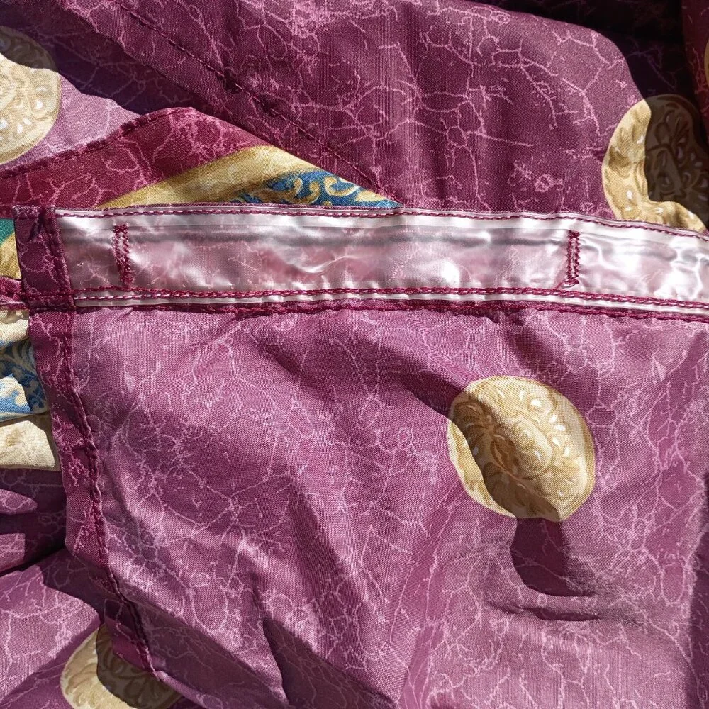 Vintage Springs Shower Curtain Maroon Gold Medallion 90s Art Deco Made in USA